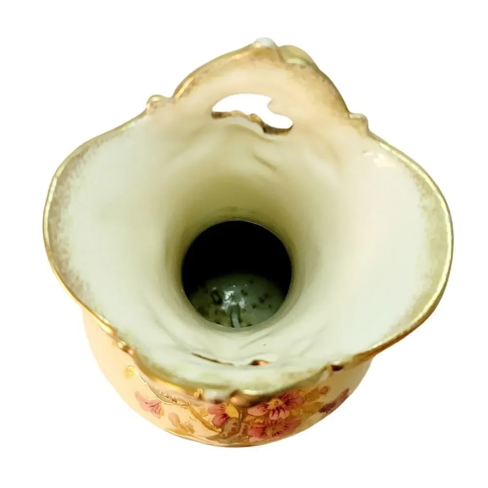1800S ROBERT HANKE AUSTRIA HAND PAINTED VASE HEAVY‎ GOLD ACCENT 10